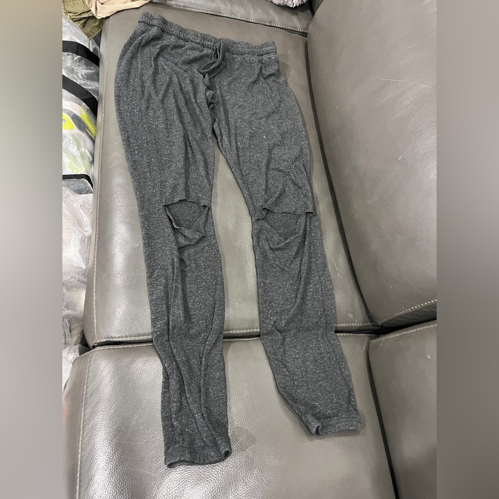 Michael Lauren Charcoal Lounge Pants with slit knees